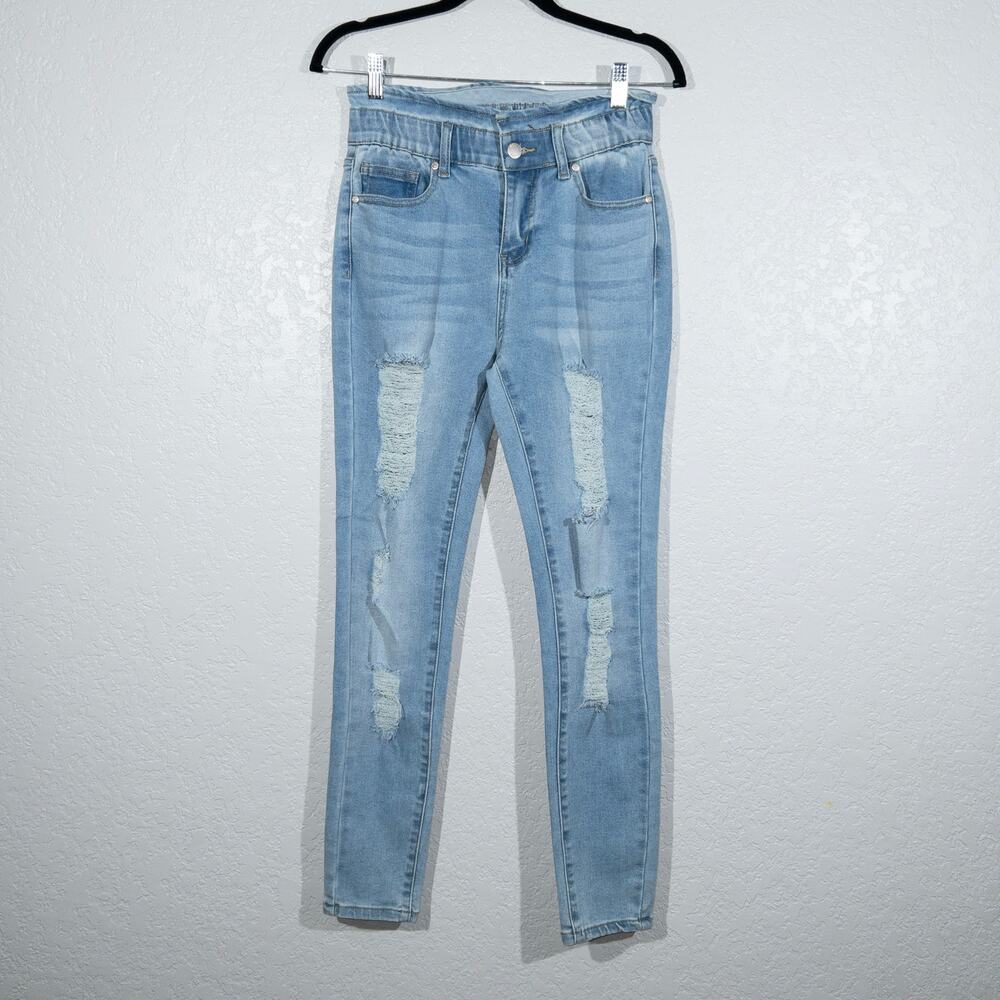 William Rast Blue Distressed Sculpting Ultra High Rise Jeans 27